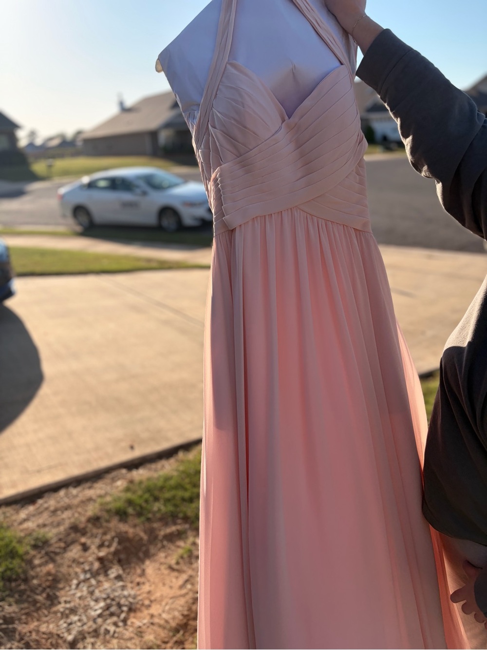 Chiffon Halter Blush Pink Evening Gown